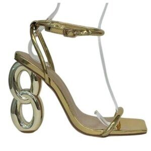 LILIANA / Duet-2 /Gold Metallic / Heeled Sandals / With Unique Number 8 / Heel